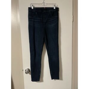 Spanx Ankle Skinny Jeans Jeggings Pull On Dark Indigo Blue Size Large EUC